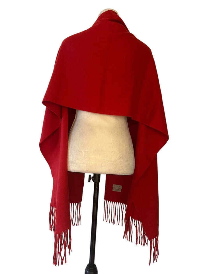 Christian Dior Écharpes Rojo Acrílico Cachemira Flecos Chal Envoltura L75 X 20 Pulgadas Foto 2 de 4