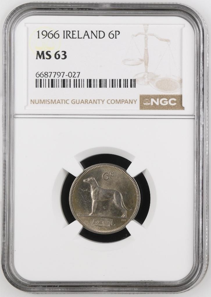 Ireland 6 Pence 1966 NGC MS 63