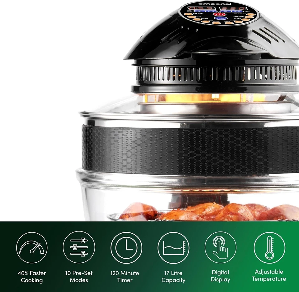 Emperial 17L Digital Halogen Konvektionsofen Herd Luftfritteuse Klappdeckel schwarz - Bild 3 von 4