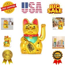 Maneki Neko, Lucky Fortune Cat, Japanese Lucky Cat with Waving Arm Gold Batte...
