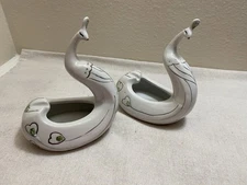 Two Porcelain Peacock Ashtrays or What Nots