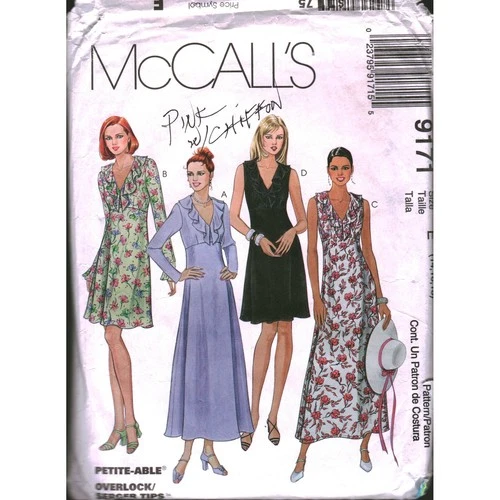 McCalls 9171 Vintage 1998 Sewing Pattern Empire Waist Ruffle Dress Slip 14-18