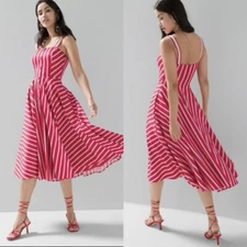 White House Black Market Button Front Fit & Flare Midi Dress Size 00