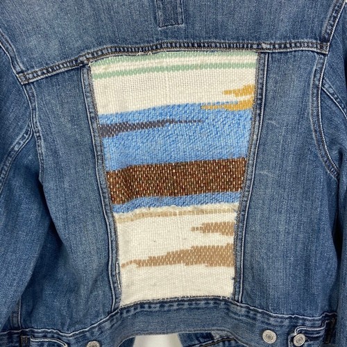 Levi's Girls XL Denim Trucker Jacket Woven Southwest Boho Western Cowgirl Retro - Picture 6 of 6