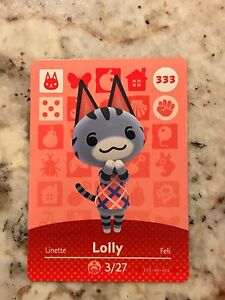 Animal Crossing Amiibo Card LOLLY #333 Mint From Either Series 1, 2, 3