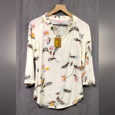 NWT Joules Bethan Floral Top Womens 4 White Multicolor Cottagecore Retro 90s