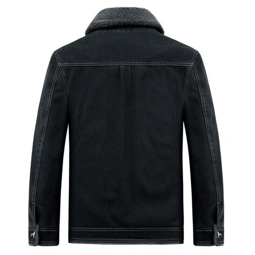 Men Sherpa Fleece Lined Thicken Denim Jacket Winter Lapel Jean Trucker Coat Warm - Imagen 5 de 9