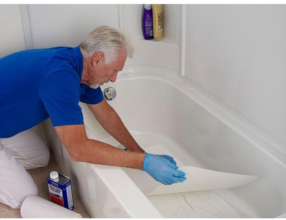 Bathtub Floor Repair Inlay Kit 16 in. x 40 in. Fix Cracked Leaky Bathtub White eBay