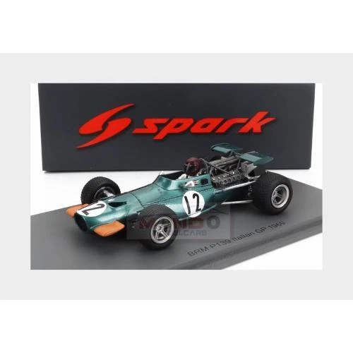 1:43 SPARK Brm F1 139 #12 Italy Gp 1969 Jackie Oliver Green Yellow S2345 - Immagine 2 di 2