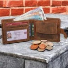 Personalised Custom Engraved RFID Blocking Mens Distressed Hunter Leather Wallet