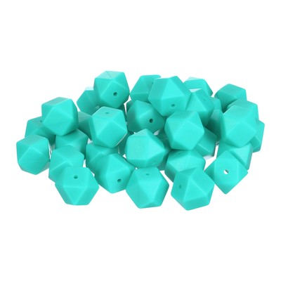 30Pcs 17 mm Hexagonal Silicone Beads, Turquoise