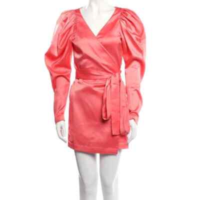 ROTATE Birger Christensen V-Neck Mini Women Pink Dress NWT