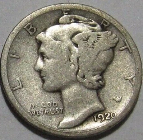 1920 D Mercury Dime circulated 90% Silver  avg circulated to Good G
