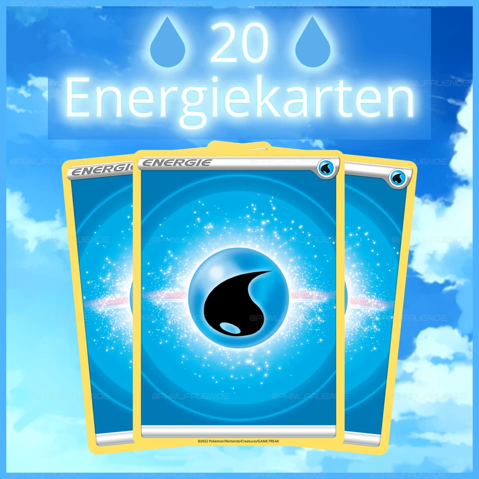 Pokemon Karten 🔋20 Stück 💧Wasser Energie 🇩🇪Deutsch Energiekarten