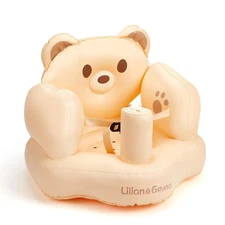 Blow up Baby Chair Built-In Pump for Infants 3 Months & Up, Soft Support Cushion