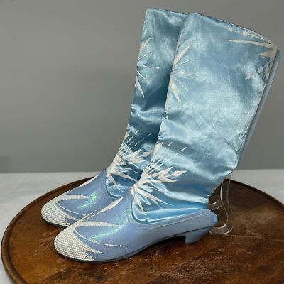 Disney Frozen Shoes Girls Costume Play Boots Elsa Blue White Dress