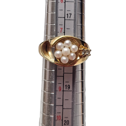 Anillo Lindenwold 14k HGE Lind Chapado en Oro Imitación Perla Racimo Estrás - Imagen 6 de 7