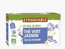 *LOT DE 3* ETHIQUABLE - Thé bio vert jasmin ( 20 sachets x 3)