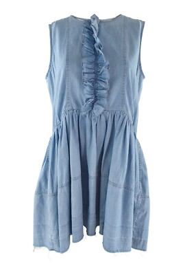 SONIA RYKIEL Kleid blau Chambray Baby Puppen Minikleid (FR 38 | UK 10)