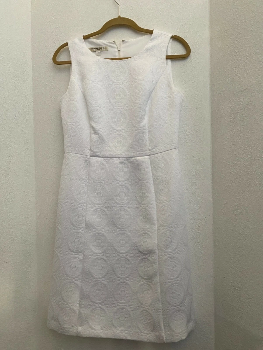 Evan Picone White Sleeveless Lined Textured Dress Size 6 Zip back Front  Pockets | eBay