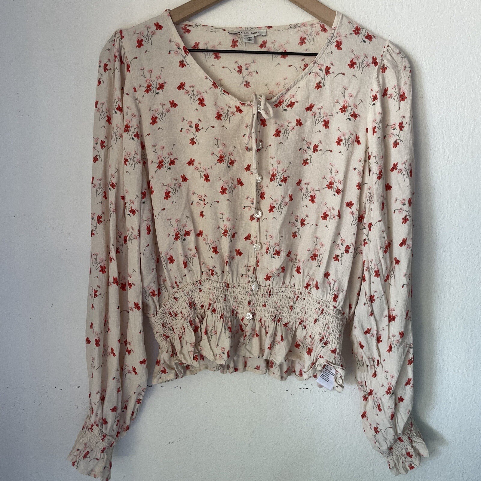 American Eagle AE Printed Button-Up Bubble Pink F… - image 4