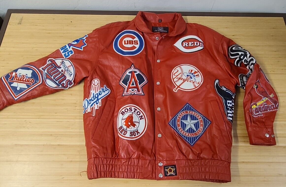 Jeff Hamilton MLB Logos Leather Jacket Vtg team JH Design Jeff Hamilton MLB Logos Leather Jacket Vtg team JH Design