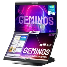 Mobile Pixels Geminos Dual 24" Stacked Computer Monitors with Webcam&Speakers