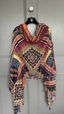 Ladies Tan Winter Aztec Pattern Boho Print Long Large Italian Neck Scarf Shawl