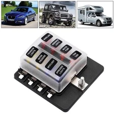 DC32V 8 Way Terminals Circuit ATC ATO Car SUV Blade LED Fuse Box Block Holder