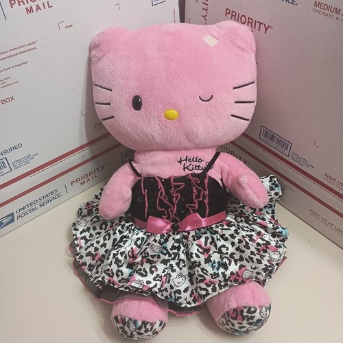 Hello Kitty Build A Bear Pink Winking 18" Stuffed Plush Sanrio Leopard w/ dress