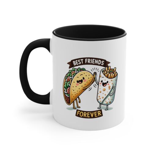 "Best Friends Forever" Taco and Burrito Accent Coffee Mug, 11oz - Afbeelding 1 van 17