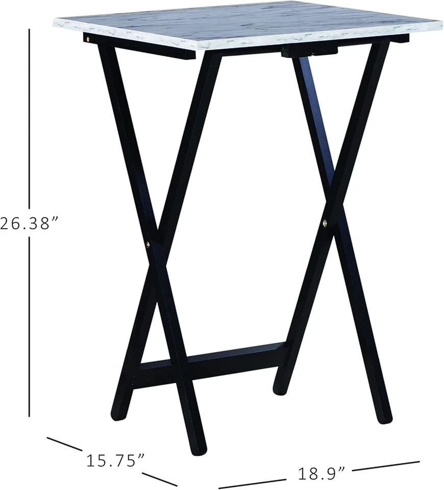 Nikki Tray Trey Table Set, White Faux Marble - Image 3 of 4