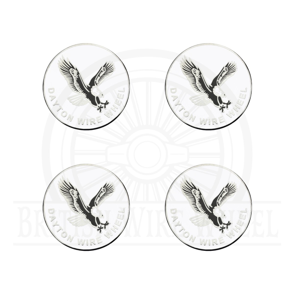 Dayton Eagle Chrome & White Metal Wheel Chip Emblems | 2.25