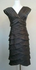 Adrianna Papell Size 4 Womens Bronze Tiered Sleeveless Dress