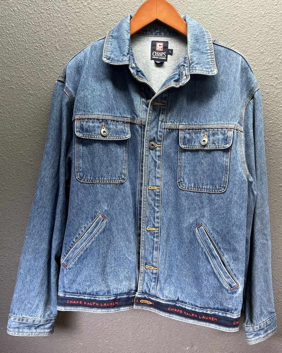 CHAPS RALPH LAUREN Denim Jacket Men's L Blue Buck Logo CHAPS RALPH LAUREN Denim Jacket Men's L Blue Buck Logo