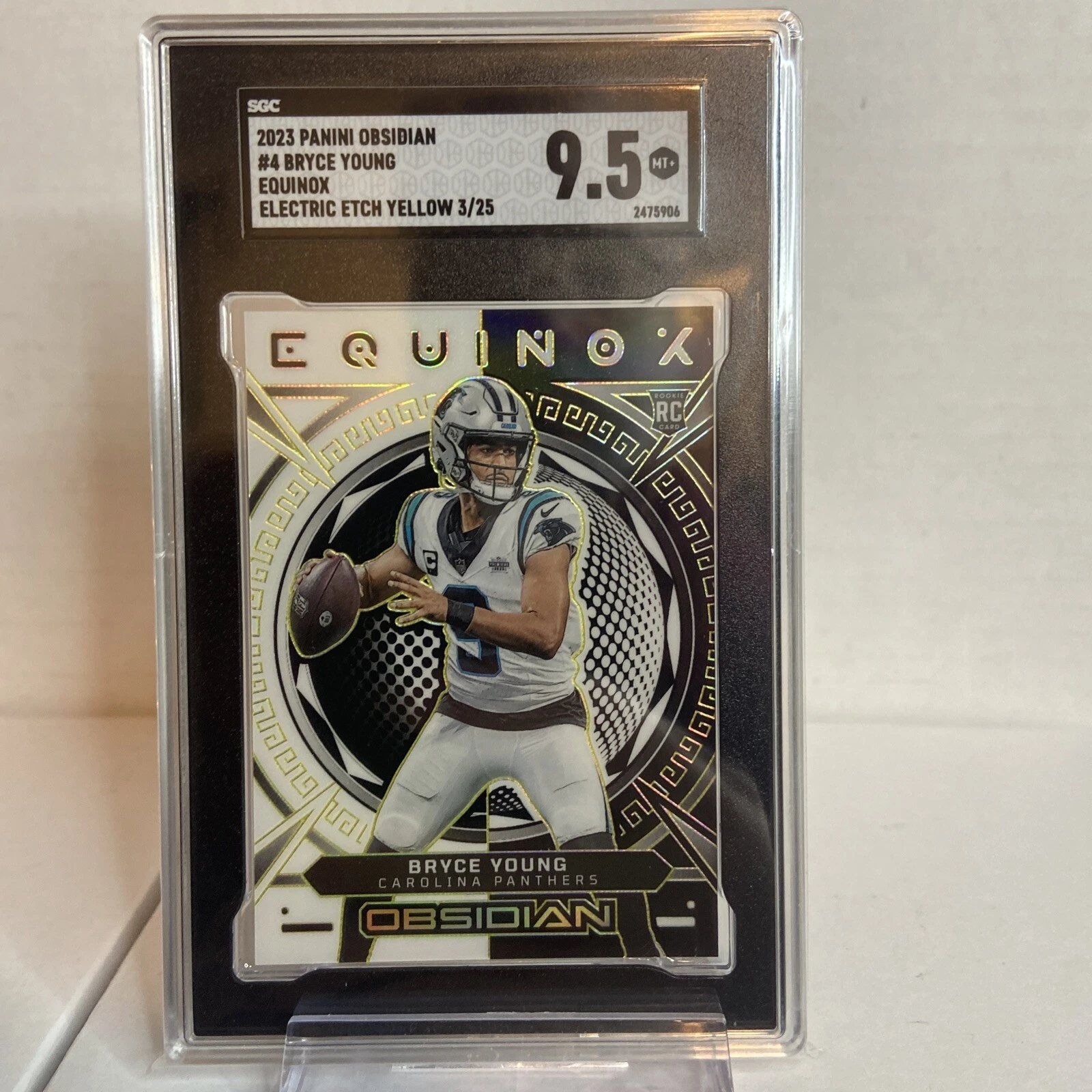 Bryce Young Panini Obsidian Equinox #4 Electric Etch Yellow
