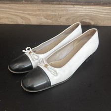 Salvatore Ferragamo Pumps Shoes Logo Monotone Women's 6.5 2A Black White Vtg