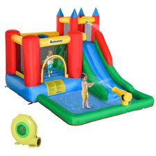 6-In-1 Bounce House Jumping Castle Water Pool Kids Inflatable Water Slide with A