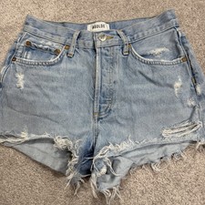 Agolde Shorts Womens 24 26x2.5 Blue Parker Vintage Relaxed Fit Fray Distressed