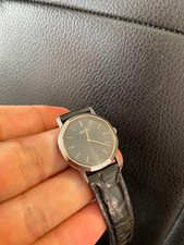 SEIKO Octagon Watch Model 2320-5030 Elegant Black Leather Band