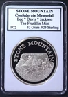 1972 Stone Mountain CSA Memorial - .925 Sterling Silver Round/Medal - 33 Gram