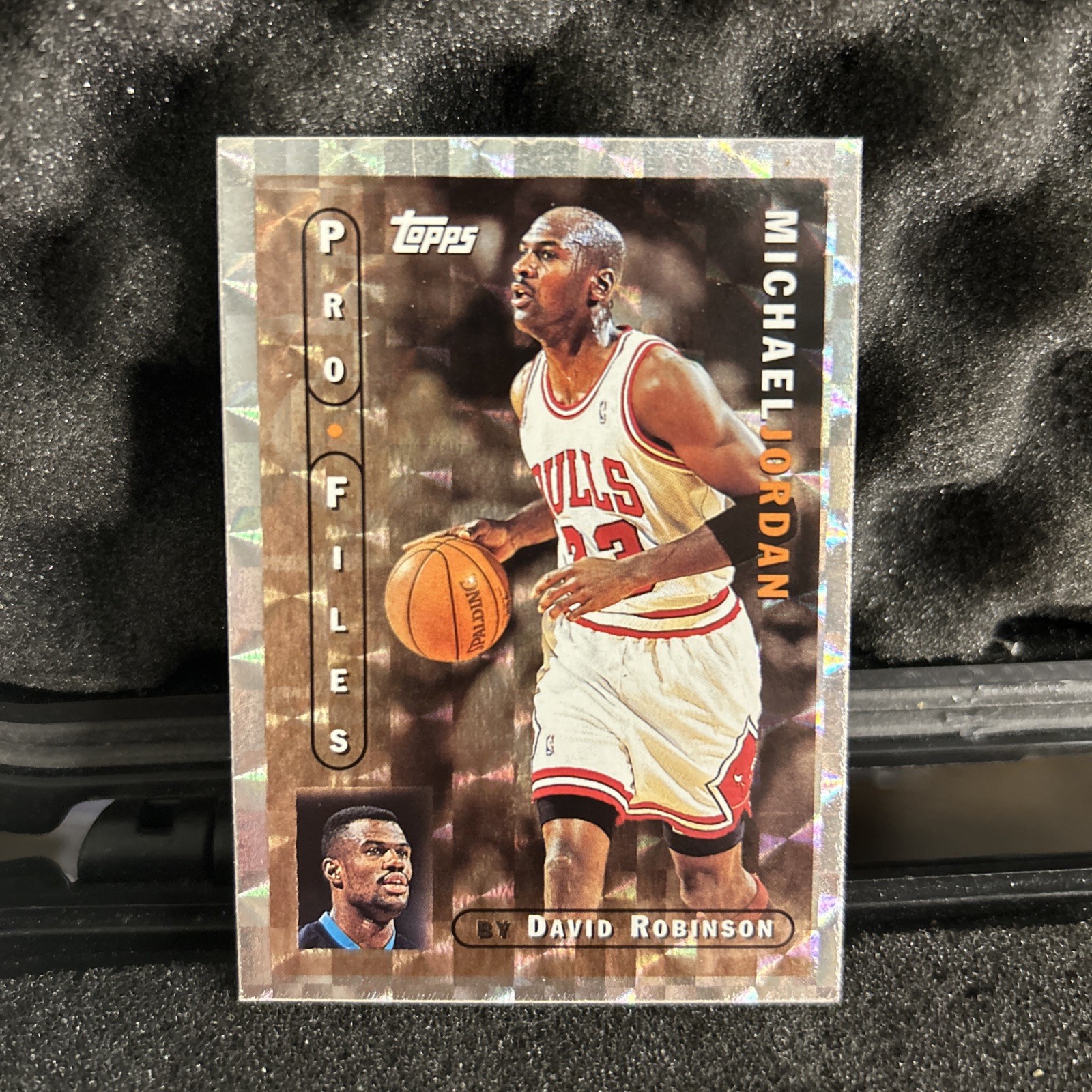 1996 Topps NBA MICHAEL JORDAN PRO FILES DAVID ROBINSON REFRACTOR PF-3 MINT SHARP