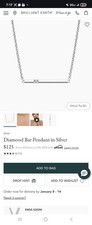 Brilliant Earth Diamond Bar Pendant Necklace Silver 0.03 ct Cable Chain 18 in