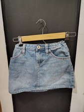 girls Gap denim mini skirt floral embroidered pockets size12 regular Adjustable