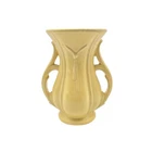 Vintage McCoy Pottery Vase Double Handled Knot Tie Tassle Yellow 8 1/4" Tall