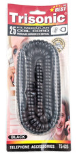 Trisonic 25 Foot Modular Coil Black Home Telephone Cord TS-625 NEW