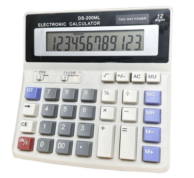 Calculadora 12 dígitos de mesa con pantalla amplia y teclas grandes, doble energ