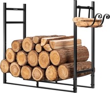 3ft Heavy Duty Indoor Outdoor Firewood Storage Log Rack with Kindling Holder