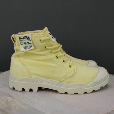 Palladium Canvas Boots Mens 7 Yellow Lace Up Lightweight Casual Outdoor Shoes