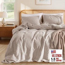 100 France Duvet Cover Set Size 3 Pcs Natural Flax Comforter Cover King Linen